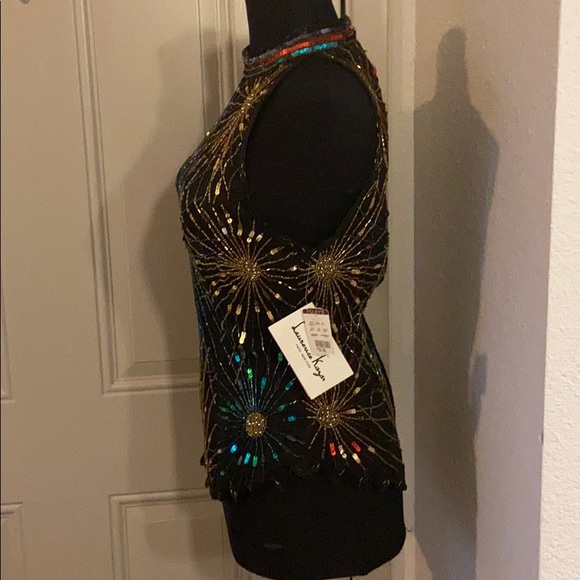 GREAT NEW YEARS TOP!! NWT Vintage Laurence Kazar Beaded Sequin Blouse - Picture 7 of 10